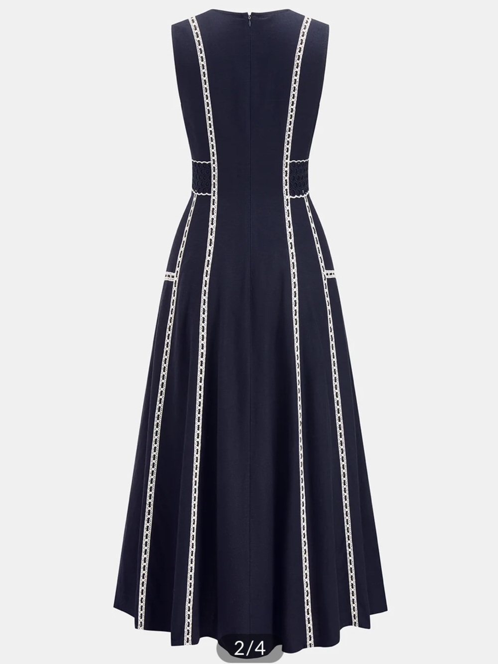 COMMENSE Contrast Lace Trim Sleeveless Midi Dress - Picture 2 of 5